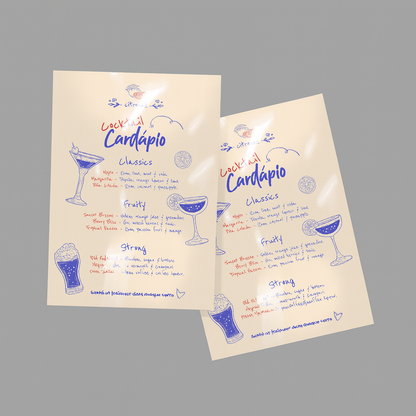 Cardápio de Plástico