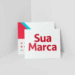 Mini Cartão de Visita com Verniz Localizado Couché Fosco 300g 4,3 x 4,8 cm 4x4 (Colorido Frente e Verso) Laminação Fosca e Verniz Localizado Frente e Verso Refile 